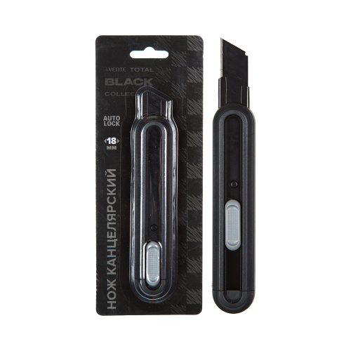 Нож канцелярский 18мм deVENTE 4090405 Total black "Дава"