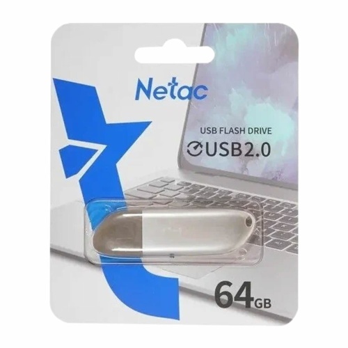 Накопитель Flash Drive USB 2.0 NETAC 64Gb U352, серебристый "Дава"