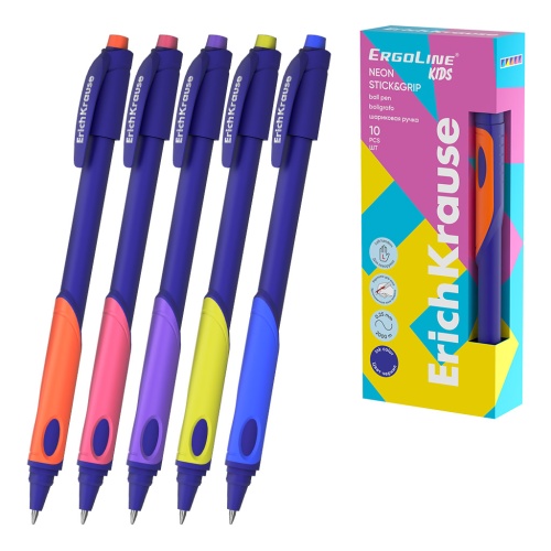 Ручка шариковая ErichKrause Super Glide ErgoLine Kids 63116 0,5 мм, для ЛЕВШЕЙ синяя "Дава"