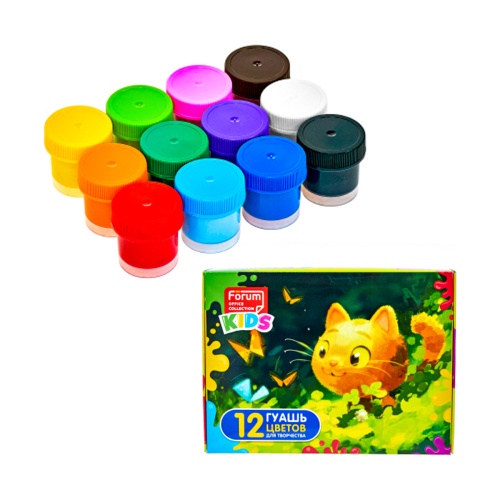 Гуашь 12цв 17мл FORUM Office Collection Kids Зверята FG-112-Zv "Дава"