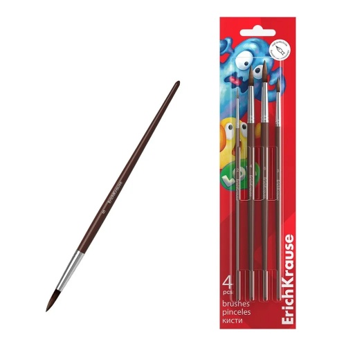 Кисти в наборе 4шт ErichKrause 61857 Jolly Friends Пони №2,3,4,5 "Дава"