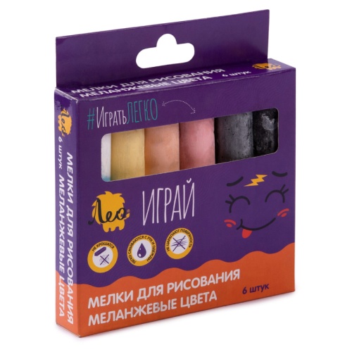 Мелки цветные для асфальта  6шт 5цв Лео LPSC-06 Играй, меланжевые цвета "Дава"