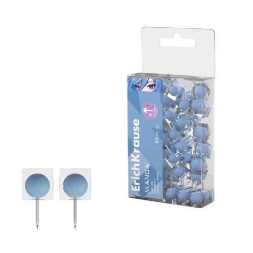 Кнопки канцелярские 50шт.уп. 10мм ErichKrause 62058 Pale Blue "Дава"