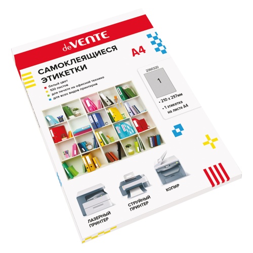 Этикетка самоклеящаяся deVENTE А4 неделенная 100 шт.уп. 2060320 белая "Дава"