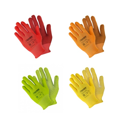 Перчатки нейлоновые с ПВХ цвет микс р-р 9 "Дава"