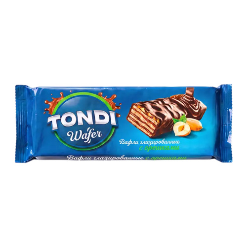 Вафли Tondi тонкие глазированные с орешками, 138г "Дава"