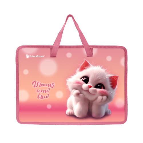 Папка с ручками на молнии пластик А4 Schoolformat ПТРТМРШ-МКЯ Мечтательный котята "Дава"