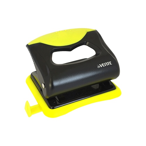 Дырокол deVENTE 4020006 MonoChrome до 20 листов, черный с желтым "Дава"