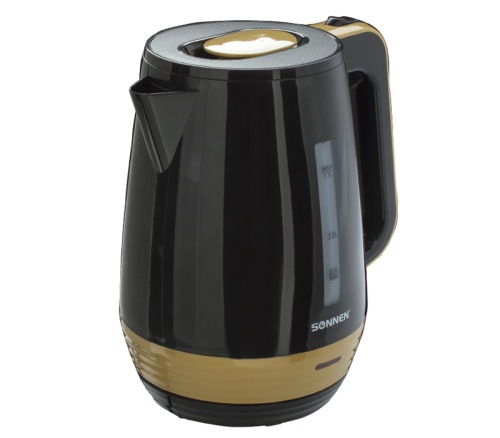 Чайник Sonnen KT-1776 453418 1,7 л, 2200 Вт, закрытый нагревательный элемент, черный/оранжевый "Дава"