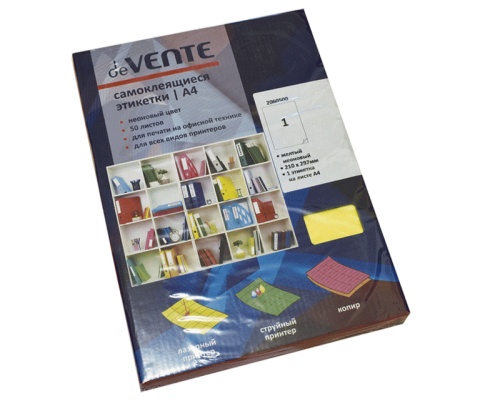 Этикетка самоклеящаяся deVENTE А4 неделенная 2060500 неон желтая "Дава"