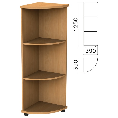Шкаф (стеллаж) угловой "Монолит", 390х390х1250 мм, 2 полки, цвет бук бавария, УМ47.1, 640189 "Дава"