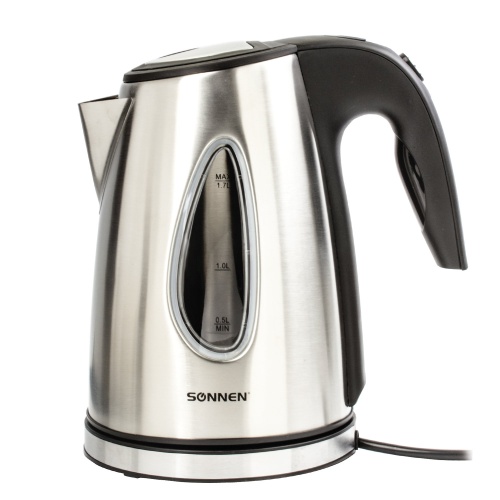 Чайник Sonnen KT-1721 454347 1,7 л, 2200 Вт, закрытый нагревательный элемент, черный "Дава"