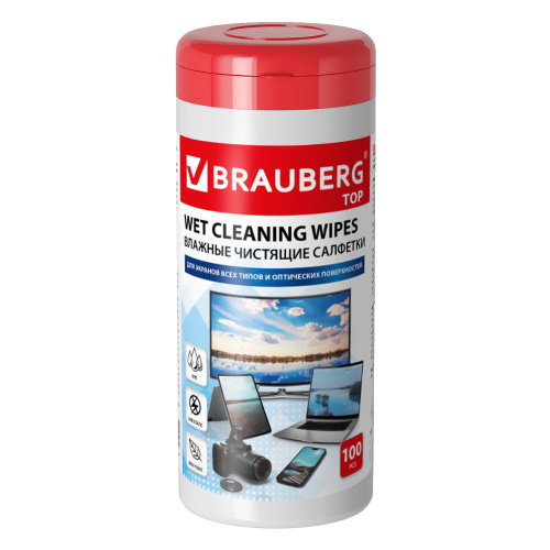 Салфетки д/чистки экранов и оптики 100шт Brauberg ТОП 513812 "Дава"