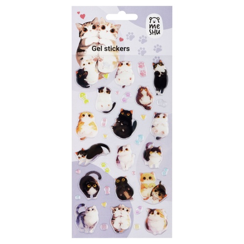 Декоративные наклейки гелевые MESHU MS_66391 Милый кот / Cute Cat "Дава"