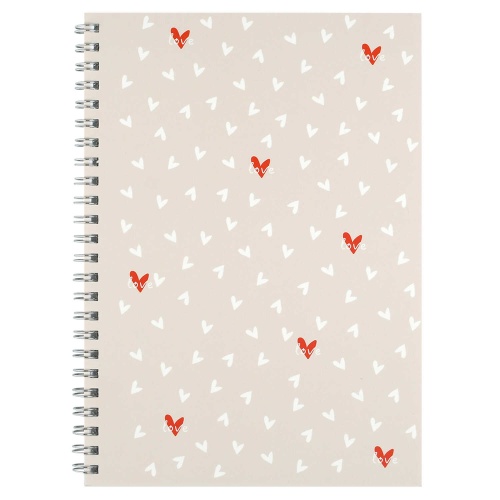 Блокнот А5/48л на спирали 72703 Сердечки на бежевом  "Дава"