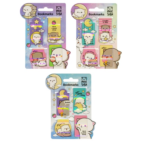 Закладки магнитные (набор 4шт.) Meshu MS_58275 Cute kittens, ламинация с блестками "Дава"