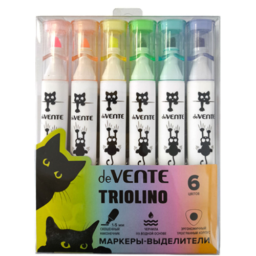 Текстмаркер 6шт.уп. deVENTE 5045508 Triolino. Cat Accent "Дава"
