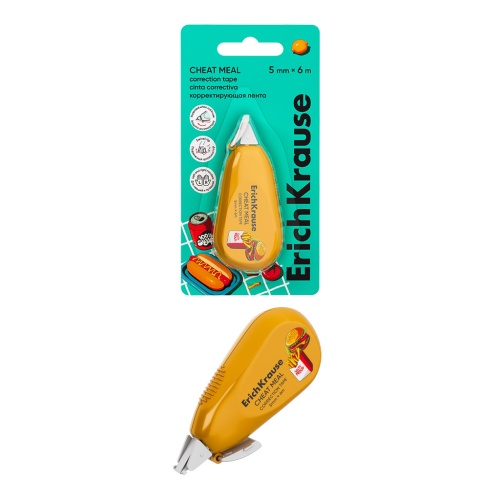 Корректор-лента 5мм*6м ErichKrause 65596 Cheat Meal / Культ Еды желтый "Дава"