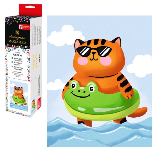 Набор для творчества Феникс+ 70796 Алмазная мозаика 20*25см Кот на море "Дава"