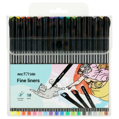 Набор капиллярных ручек 18цв. Meshu MS_53579 0,4мм "Дава"