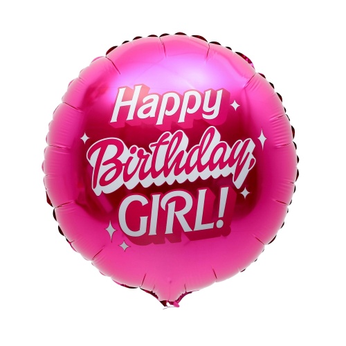 Шарики надувные 18" 46см фольгированный 9780684  Happy birthday, girl круг  "Дава"