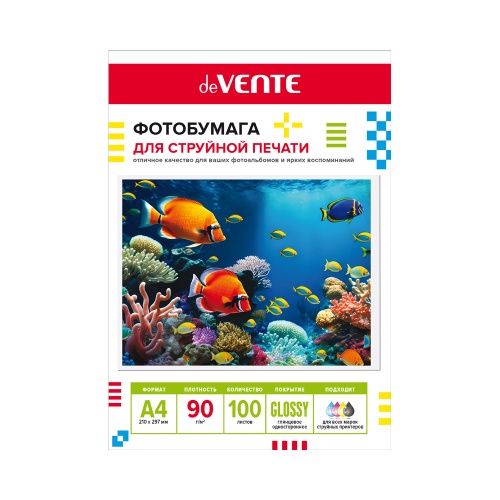 Фотобумага deVENTE 2042419 для струйной печати А4/90г/100л глянцевая односторонняя "Дава"