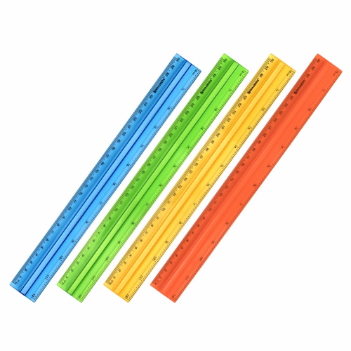 Линейка пластиковая 30см Brauberg 210843 неоновая с держателем "Дава"