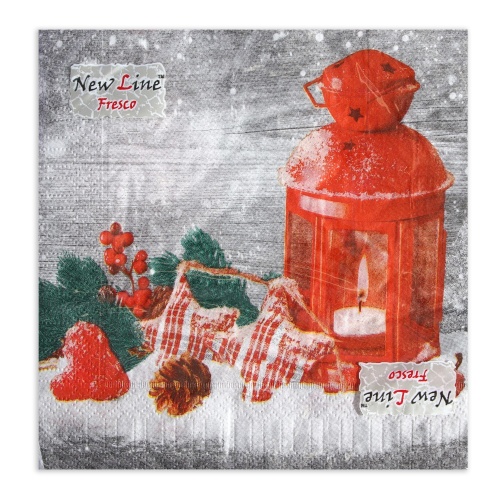 Салфетки бумажные 33*33*20шт Fresco Новогодний фонарь 2-х слойная "Дава"