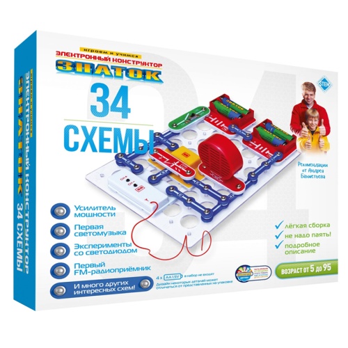 Конструктор Электронный Знаток 34 схемы "Дава"