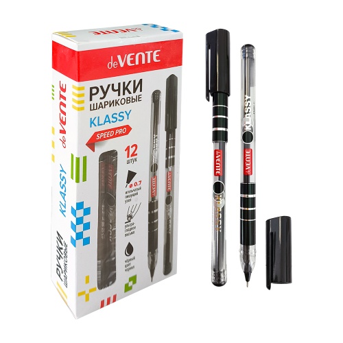 Ручка шариковая deVENTE 5073527 Klassy 0,7мм, черная "Дава"