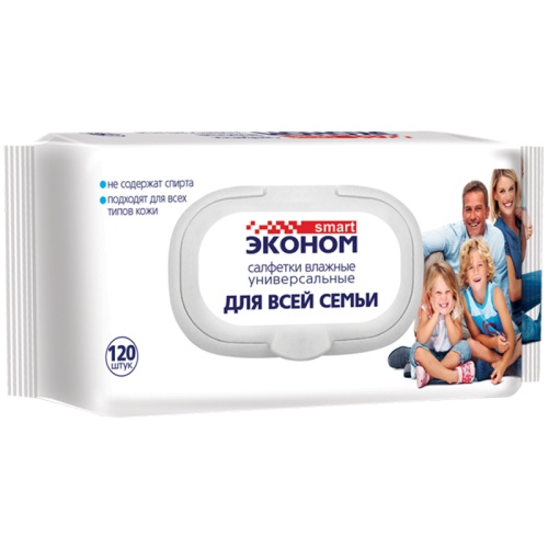 Салфетки влажные 120шт Smart Эконом 30647 Для всей семьи "Дава"