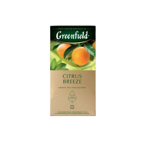 Чай Greenfield (Гринфилд)  25 пакетов 1,5г Citrus Breeze, зеленый байховый с ароматом сицилийских ци "Дава"