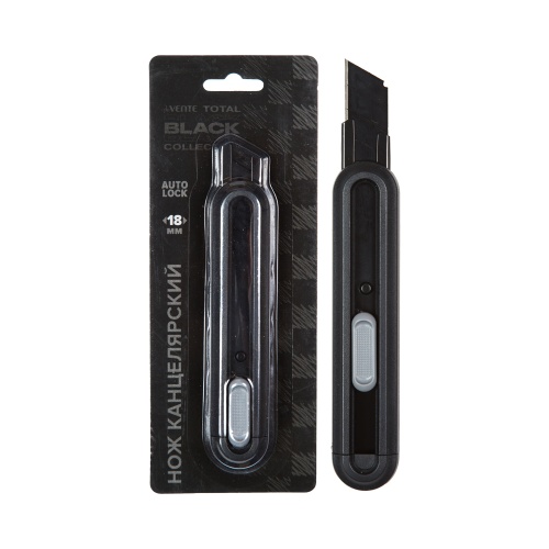 Нож канцелярский 18мм deVENTE 4090405 Total black "Дава"