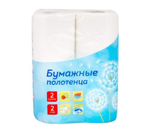 Бумага - полотенце 2-х слойные OfficeClean 2 рулона, 9,6м/рул., 249813 "Дава"