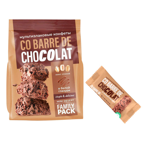 Конфеты мультизлаковые 135г. Co barre de chokolat c темной глазурью,  "Дава"