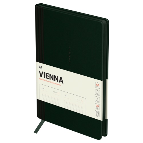Ежедневник А5 145*205мм 136л BG DuA5_61262 Vienna. Dark green, темно-зеленый,, кожзам "Дава"