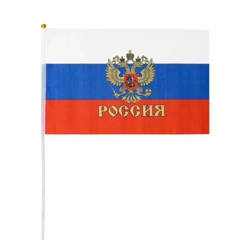Флаг России 16*24см Basir MC-3778/3000 с Гербом "Дава"