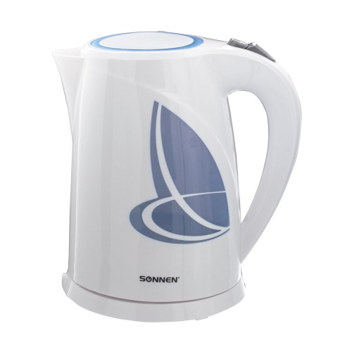 Чайник Sonnen KT-1767 453416 1,8 л, 2200 Вт, закрытый нагревательный элемент, белый/синий "Дава"