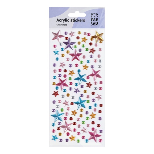 Декоративные стразы акриловые MESHU MS_46775 Сверкающие звезды / Shiny stars, 137 наклеек "Дава"