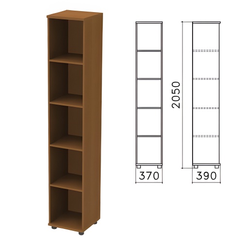 Шкаф (стеллаж) "Монолит" (ш370*г390*в2050 мм), 4 полки, цвет орех гварнери, КМ45.3, 640175 "Дава"