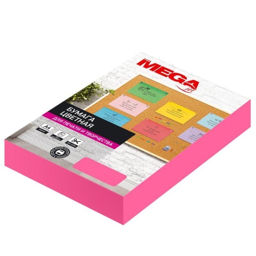 Бумага цветная ProMEGA Jet А4/500л/80г малиновый неон "Дава"